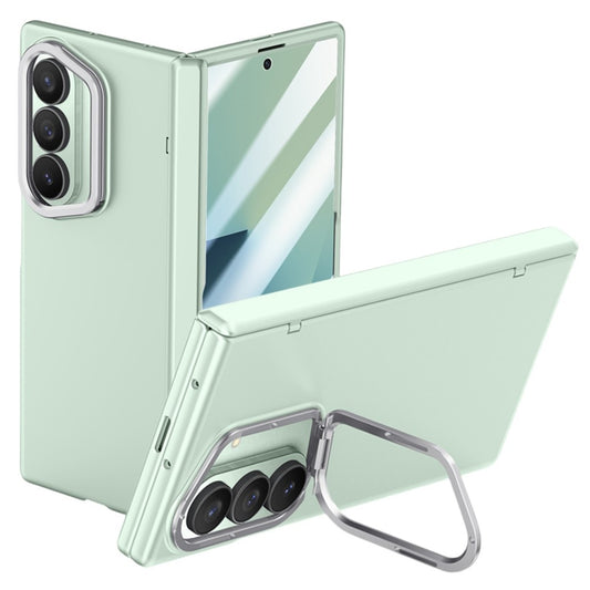For Samsung Galaxy Z Fold7 5G Case Kickstand Hard PC Phone Cover with HD Tempered Glass Film - Green