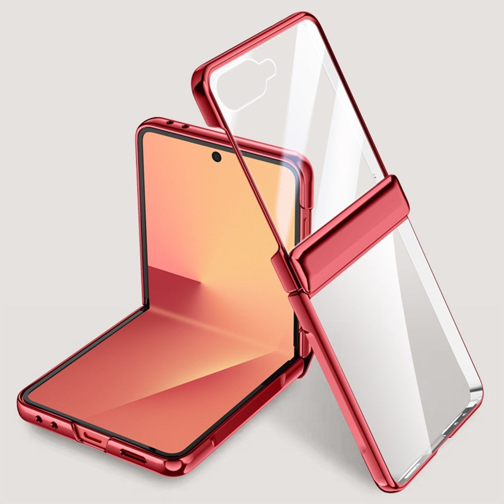 For Samsung Galaxy Z Flip7 5G Case PC + Acrylic Phone Cover with Rear Small Screen Protector Hinge Protection - Red