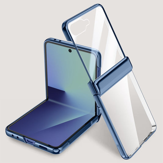 For Samsung Galaxy Z Flip7 5G Case PC + Acrylic Phone Cover with Rear Small Screen Protector Hinge Protection - Blue