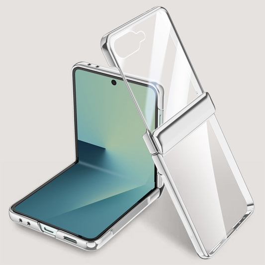 For Samsung Galaxy Z Flip7 5G Case PC + Acrylic Phone Cover with Rear Small Screen Protector Hinge Protection - Silver