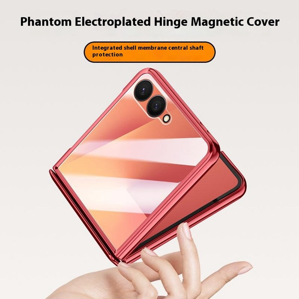 For Samsung Galaxy Z Flip7 5G Magnetic Case Hard PC + Acrylic Phone Cover with HD Rear Small Screen Protector - Blue