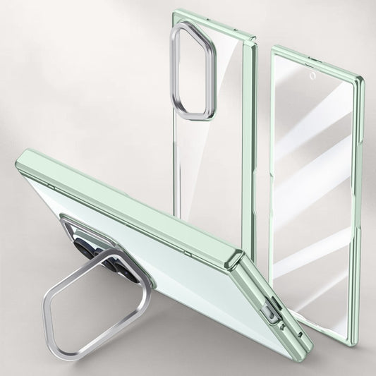 For Samsung Galaxy Z Fold7 5G Case PC + Acrylic Phone Cover with HD Tempered Glass Film, Lens Kickstand - Green