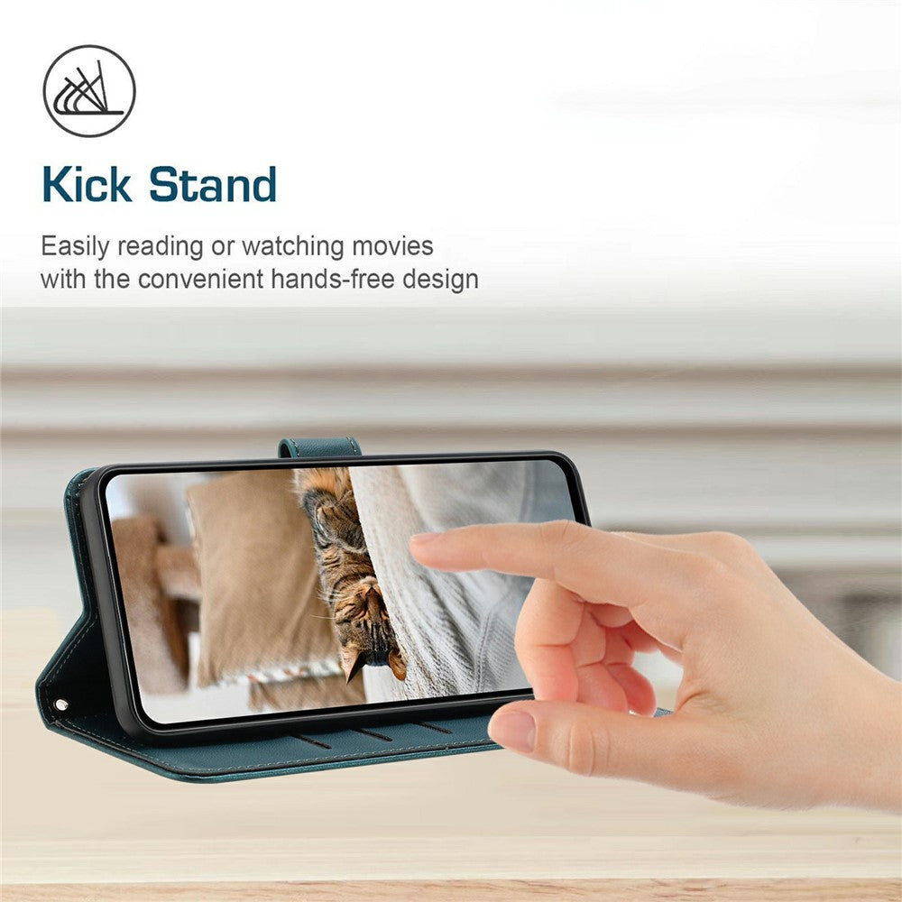 For Oppo Reno14 Pro 5G (Global) Wallet Case Cats Imprint Leather Phone Cover with Strap - Dark Green