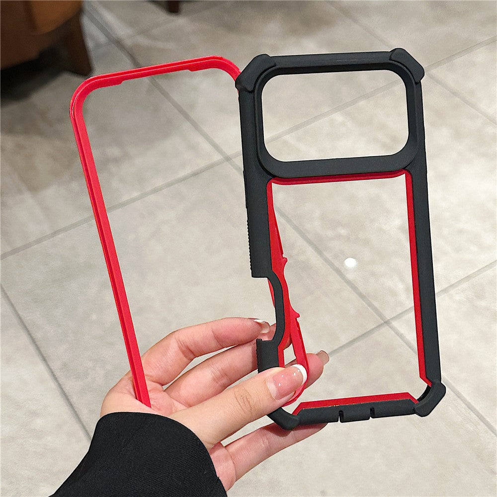 For iPhone 17 Pro Max Case Clear Detachable 2 in 1 Shockproof TPU + PC Phone Back Cover - Pink