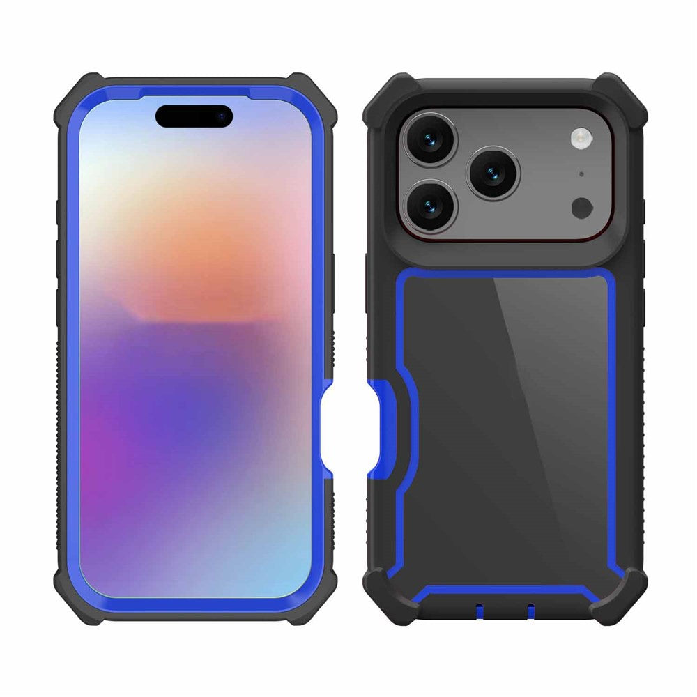 For iPhone 17 Pro Max Case Clear Detachable 2 in 1 Shockproof TPU + PC Phone Back Cover - Black  /  Blue