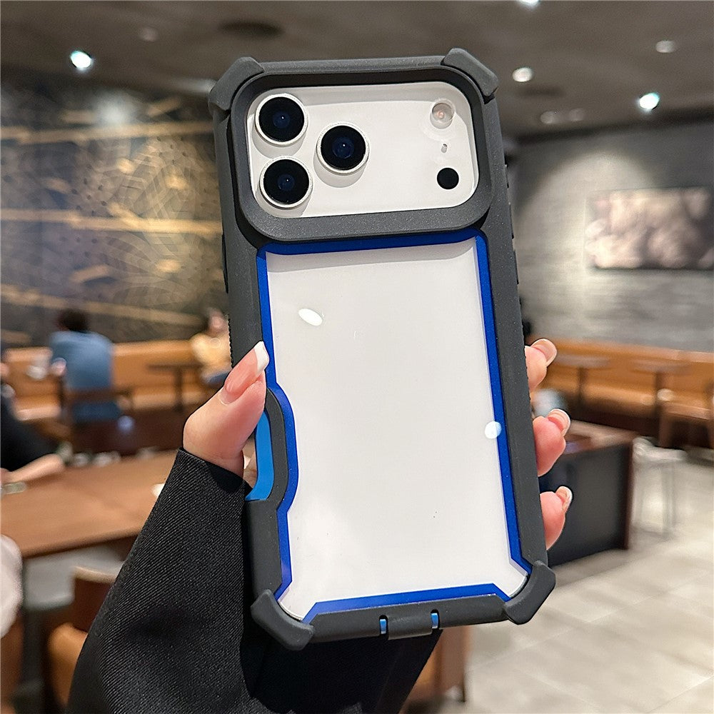 For iPhone 17 Pro Max Case Clear Detachable 2 in 1 Shockproof TPU + PC Phone Back Cover - Black  /  Blue