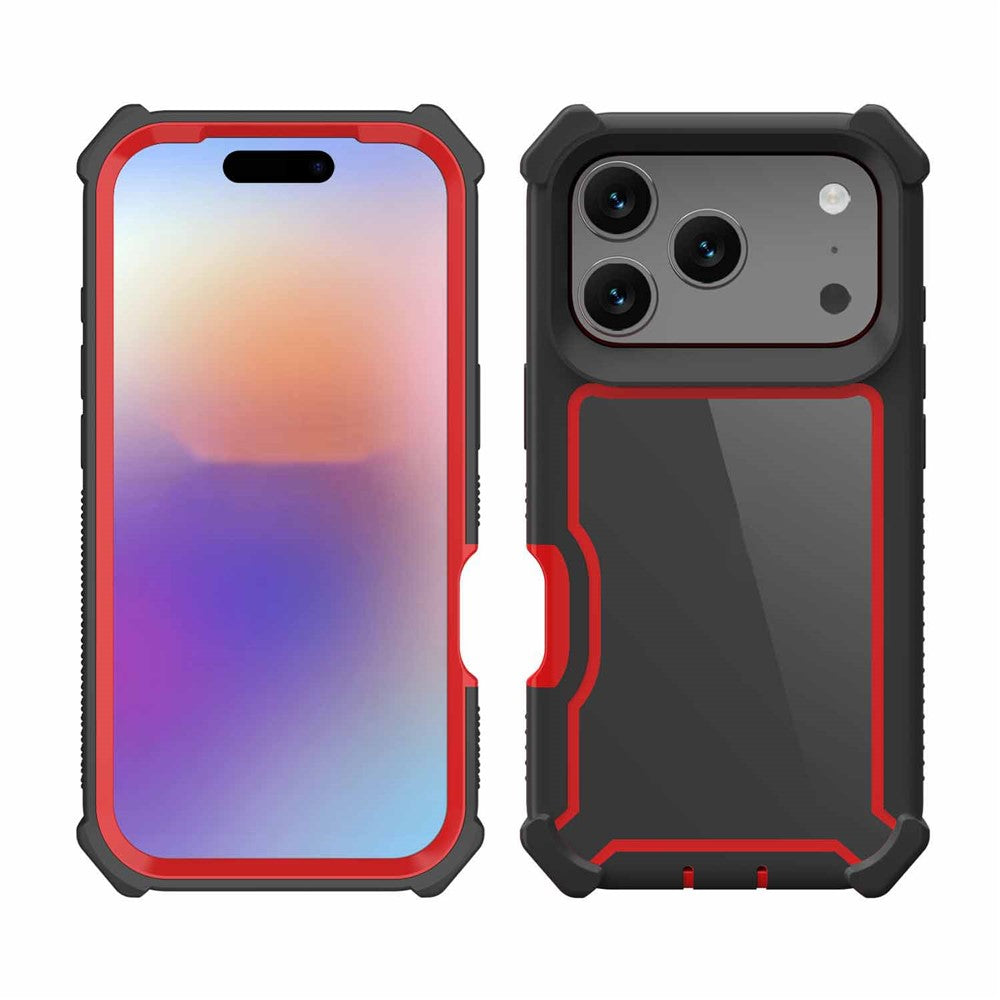 For iPhone 17 Pro Max Case Clear Detachable 2 in 1 Shockproof TPU + PC Phone Back Cover - Black  /  Red