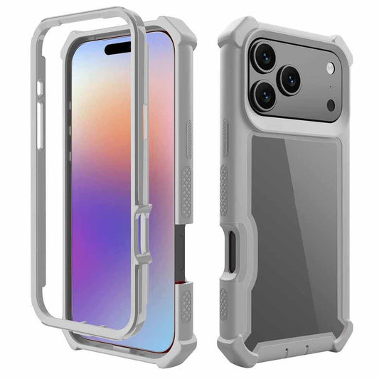 For iPhone 17 Pro Max Case Clear Detachable 2 in 1 Shockproof TPU + PC Phone Back Cover - Grey