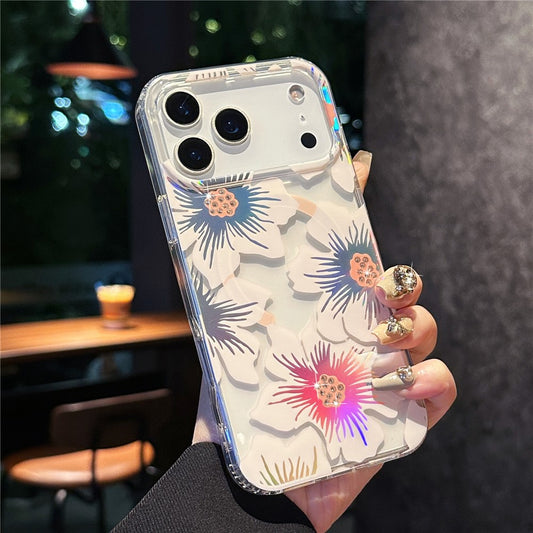 For iPhone 17 Pro Max Case Compatible with MagSafe Laser Flower PC + TPU Clear Phone Cover - Lily