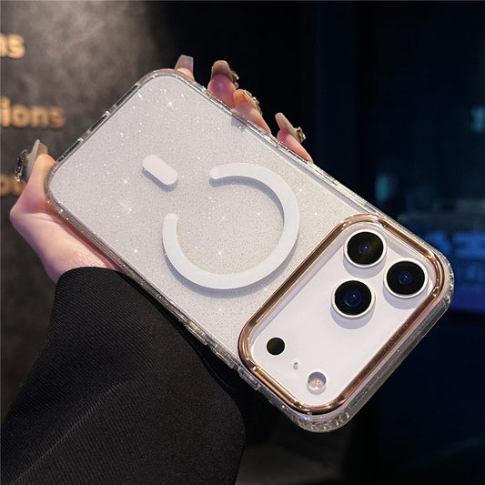 For iPhone 17 Pro Max Case Compatible with MagSafe PC + TPU + Acrylic Anti-Drop IMD Phone Cover - White