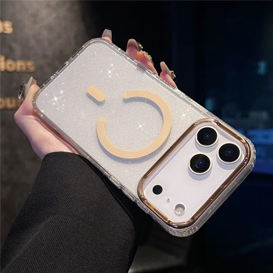 For iPhone 17 Pro Max Case Compatible with MagSafe PC + TPU + Acrylic Anti-Drop IMD Phone Cover - Gold