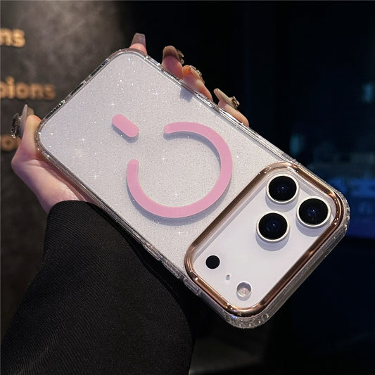 For iPhone 17 Pro Max Case Compatible with MagSafe PC + TPU + Acrylic Anti-Drop IMD Phone Cover - Pink