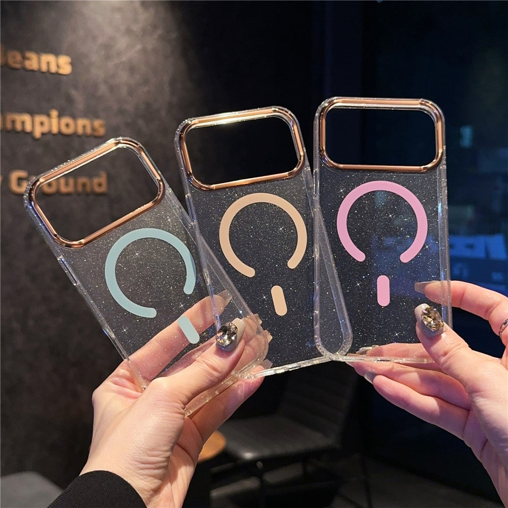 For iPhone 17 Pro Max Case Compatible with MagSafe PC + TPU + Acrylic Anti-Drop IMD Phone Cover - Pink