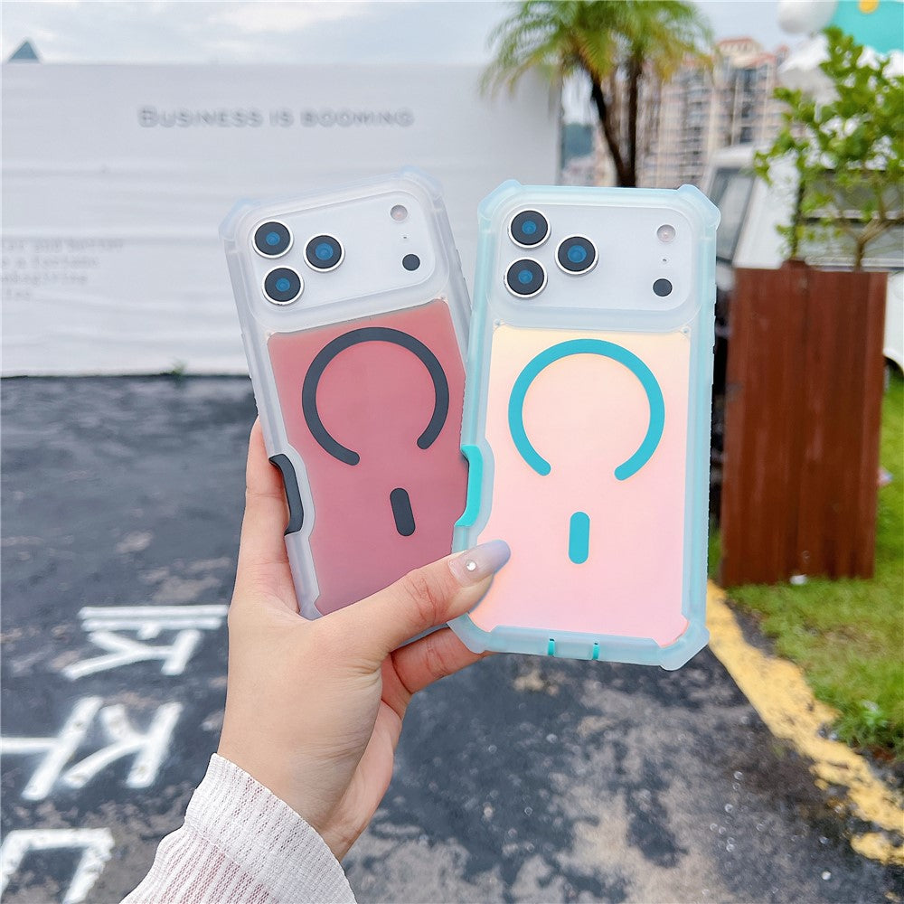 For iPhone 17 Pro Max Magnetic Case Chameleon Anti Drop TPU + PC Phone Cover - Transparent Blue Green