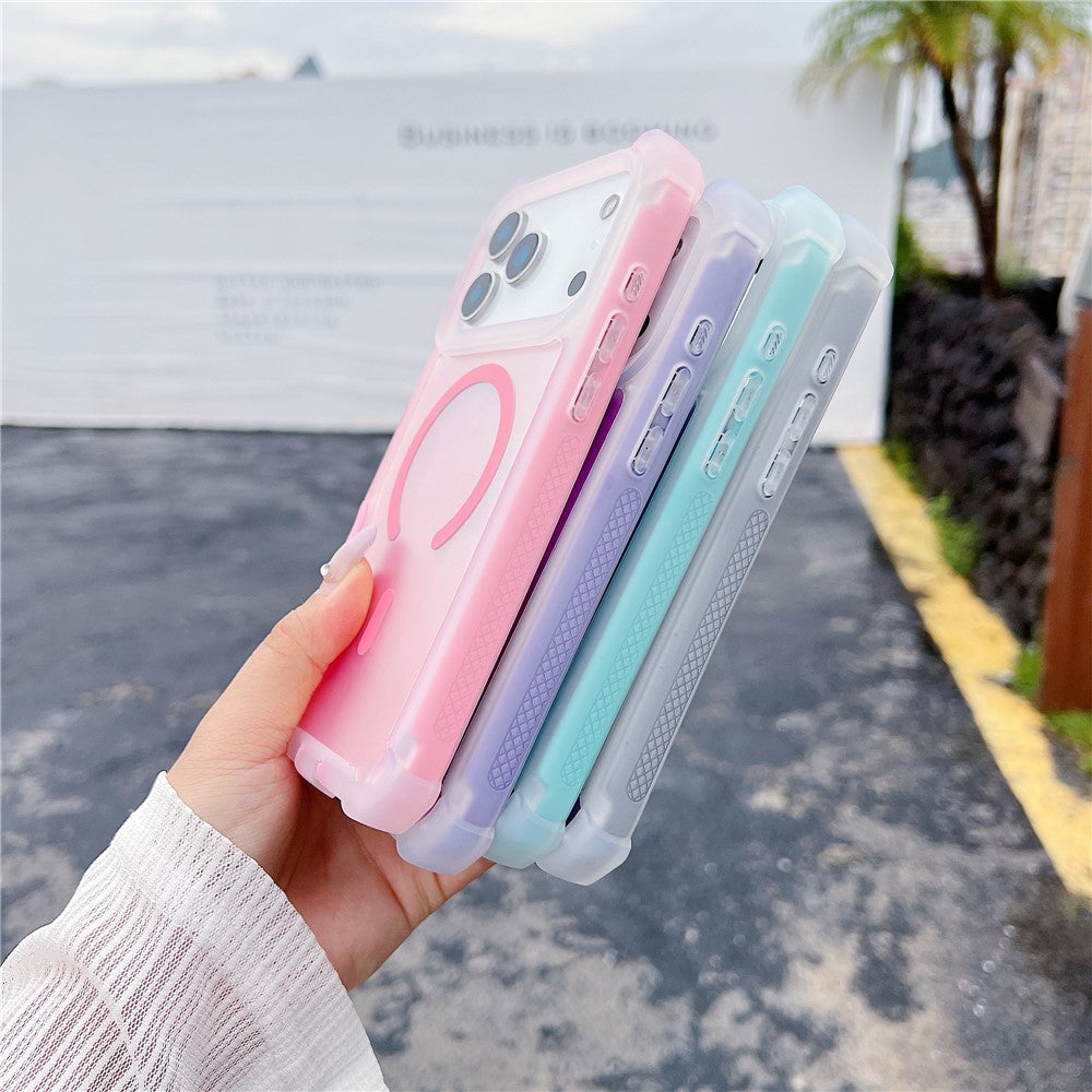 For iPhone 17 Pro Max Magnetic Case Chameleon Anti Drop TPU + PC Phone Cover - Transparent Blue Green