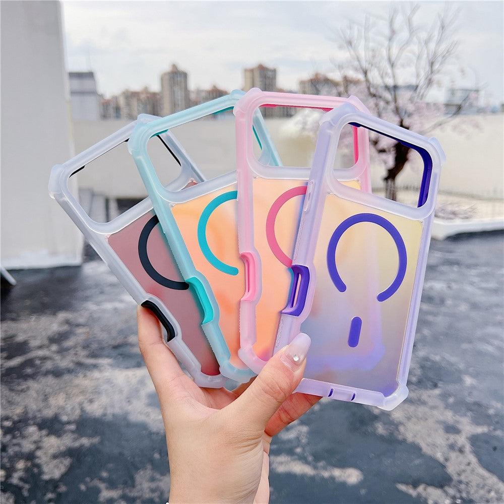 For iPhone 17 Pro Max Magnetic Case Chameleon Anti Drop TPU + PC Phone Cover - Transparent Blue Green