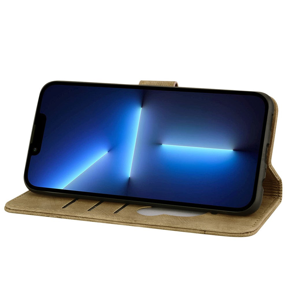 For iPhone 17 Pro Max Case Cherry Blossom Cat Imprinted Leather Phone Cover with Wrist Strap - Brown