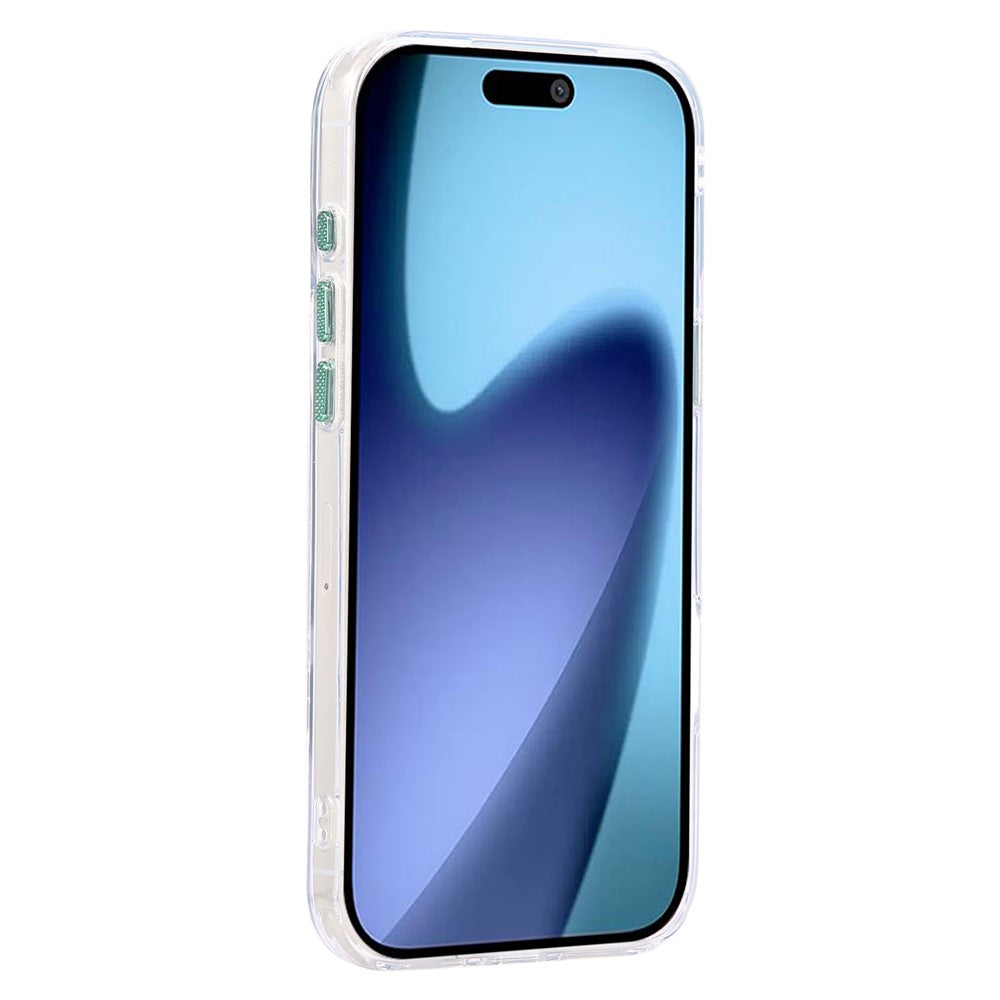 For iPhone 17 Pro Max Case Compatible with MagSafe PC + TPU Clear Phone Cover with Diamond Texture Lens Frame - Midnight Green