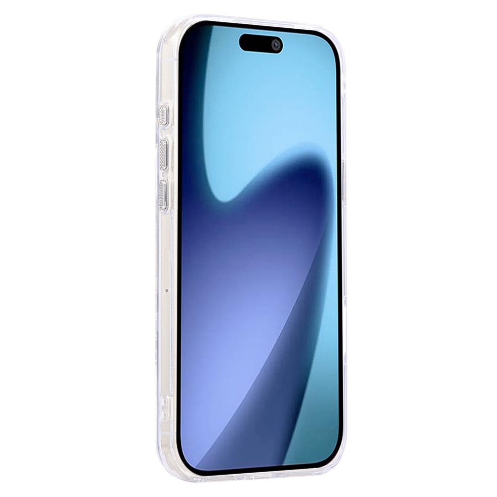 For iPhone 17 Pro Max Case Compatible with MagSafe PC + TPU Clear Phone Cover with Diamond Texture Lens Frame - Grey