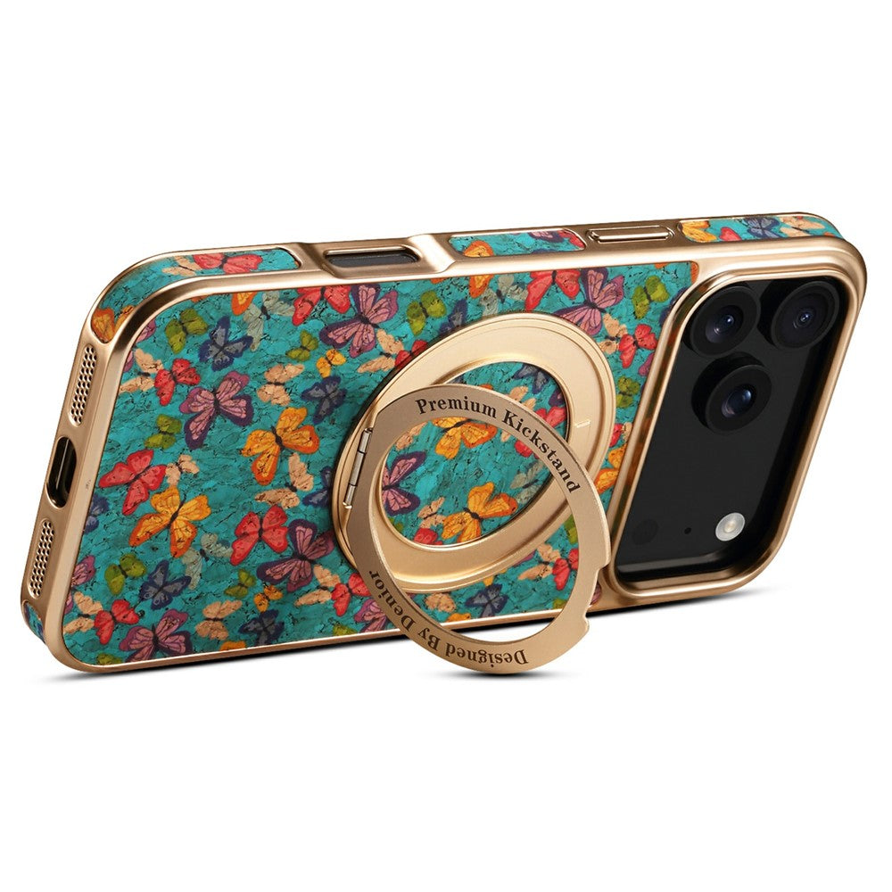 A22 For iPhone 17 Pro Max Case Compatible with MagSafe Kickstand Electroplated Floral Phone Cover - Blue