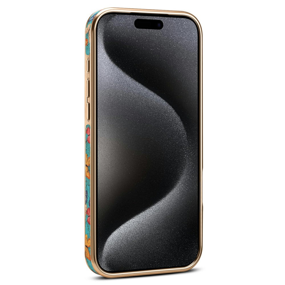 A22 For iPhone 17 Pro Max Case Compatible with MagSafe Kickstand Electroplated Floral Phone Cover - Blue