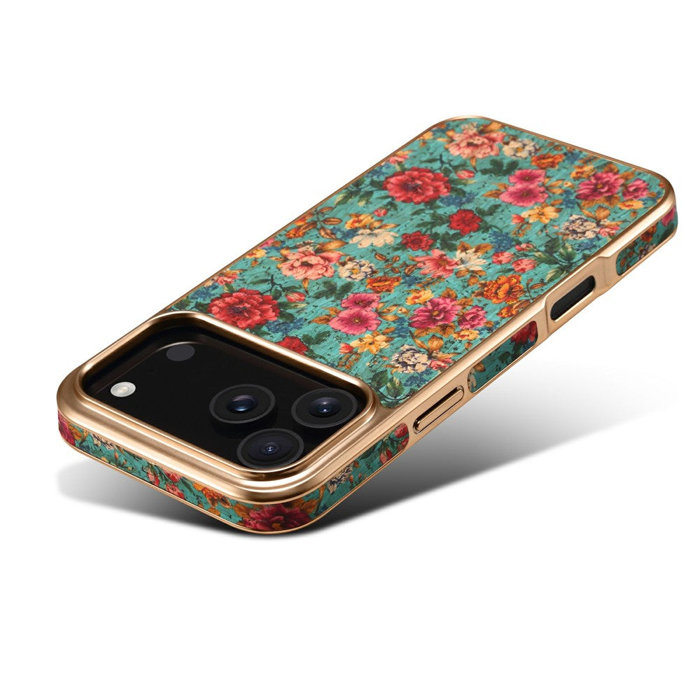 DENIOR For iPhone 17 Pro Max Case Pattern Printed Electroplating Leather Back Phone Cover - Blue