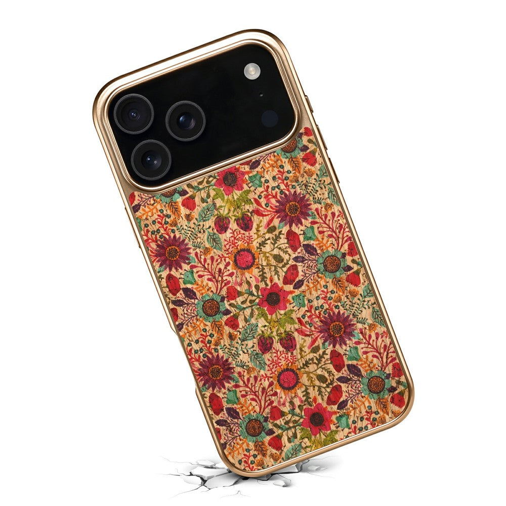 DENIOR For iPhone 17 Pro Max Case Pattern Printed Electroplating Leather Back Phone Cover - Purple