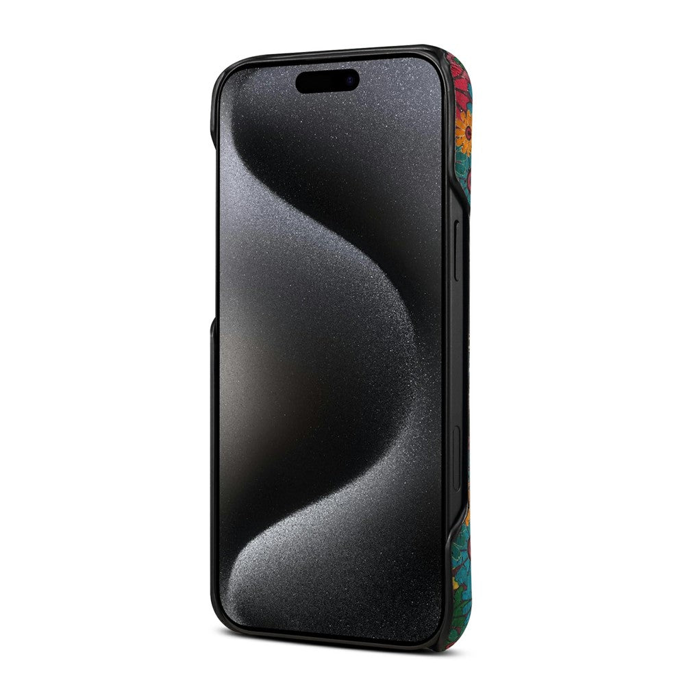 For iPhone 17 Pro Max Case Pattern Printed PU Leather + PC Phone Cover - Green