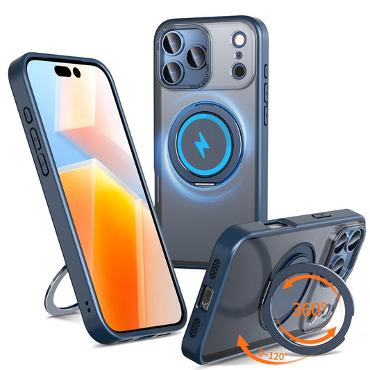 For iPhone 17 Pro Max Case Compatible with MagSafe TPU + PC Kickstand Phone Cover - Navy Blue