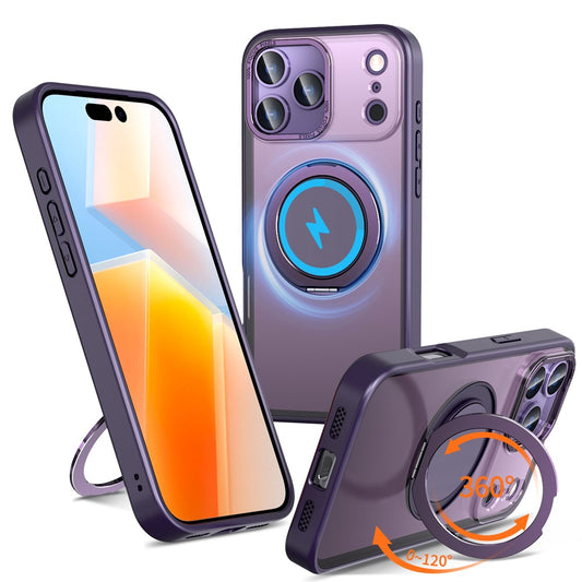 For iPhone 17 Pro Max Case Compatible with MagSafe TPU + PC Kickstand Phone Cover - Purple