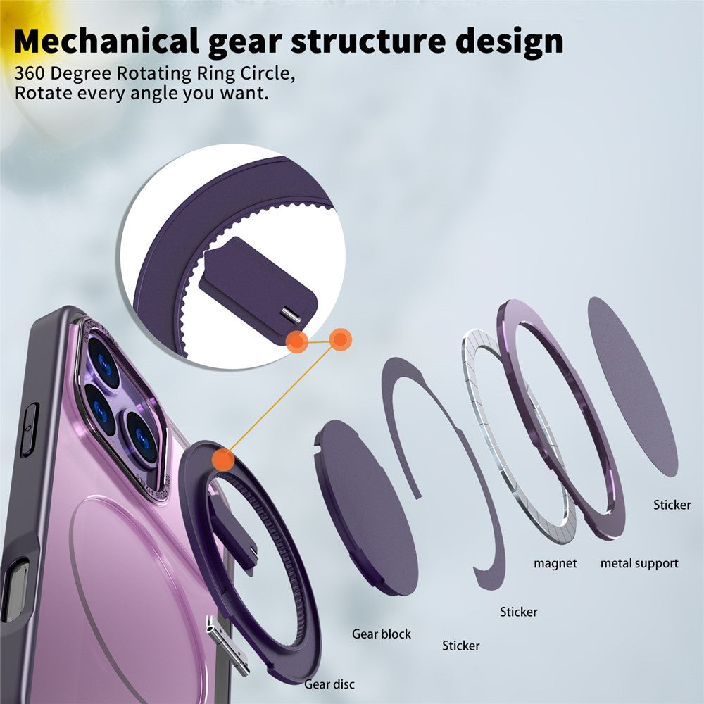 For iPhone 17 Pro Max Case Compatible with MagSafe TPU + PC Kickstand Phone Cover - Purple