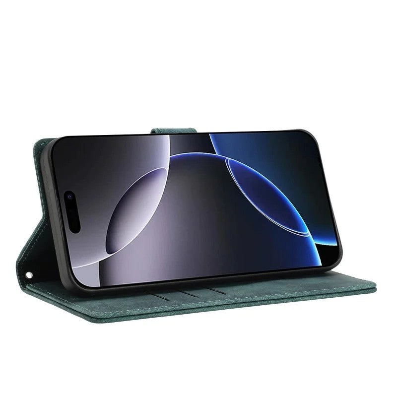 For iPhone 17 Pro Max Case with 2Pcs Tempered Glass WANLONFENG MTL Series Mandala Leather Phone Cover - Midnight Green