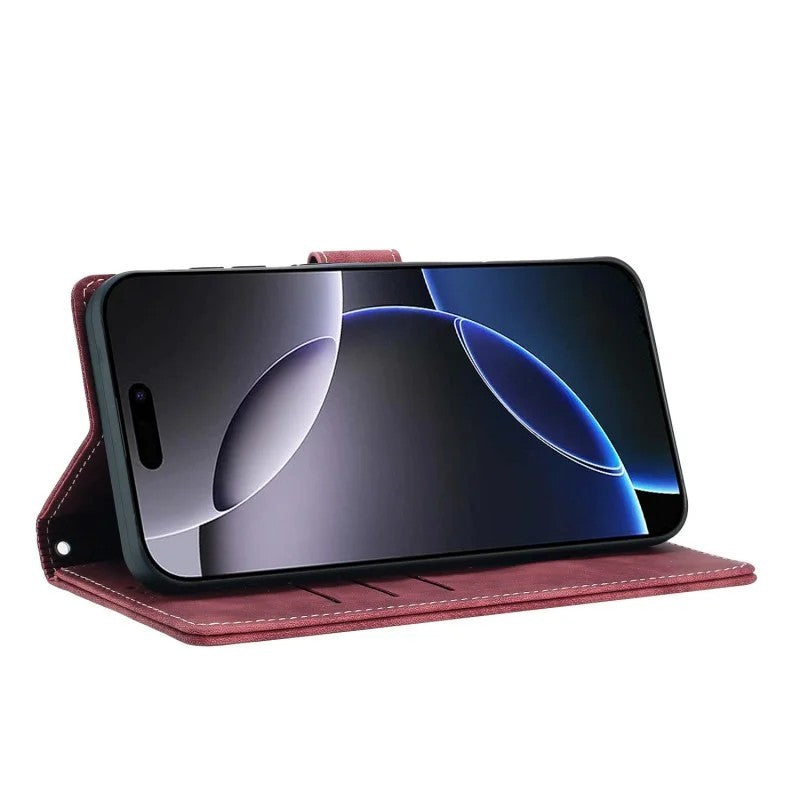 For iPhone 17 Pro Max Case with 2Pcs Tempered Glass WANLONFENG MTL Series Mandala Leather Phone Cover - Red