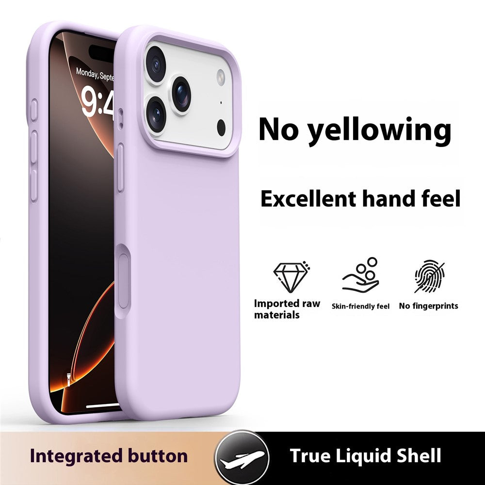 For iPhone 17 Pro Max Case Soft Microfiber Lining Liquid Silicone + PC Phone Cover - Bean Purple