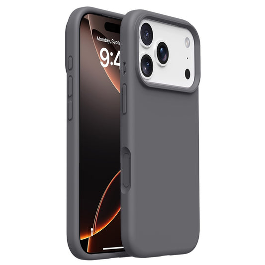 For iPhone 17 Pro Max Case Soft Microfiber Lining Liquid Silicone + PC Phone Cover - Dark Grey