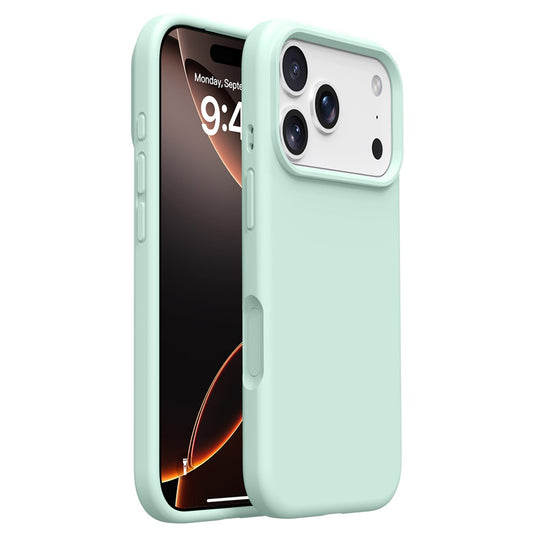 For iPhone 17 Pro Max Case Soft Microfiber Lining Liquid Silicone + PC Phone Cover - Light Green