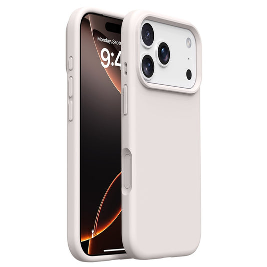 For iPhone 17 Pro Max Case Soft Microfiber Lining Liquid Silicone + PC Phone Cover - Antique White