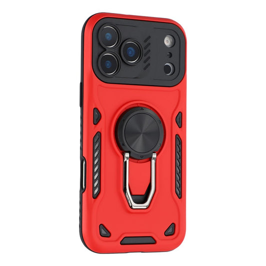 For iPhone 17 Pro Max Case with Kickstand Shockproof TPU + PC Phone Back Cover - Red