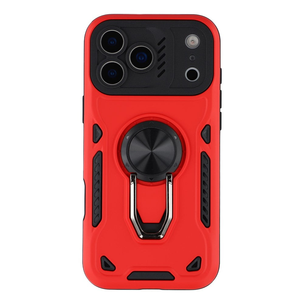 For iPhone 17 Pro Max Case with Kickstand Shockproof TPU + PC Phone Back Cover - Red