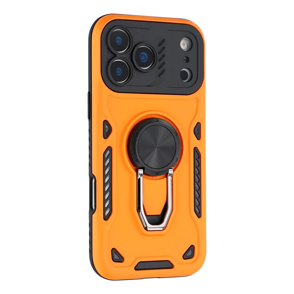 For iPhone 17 Pro Max Case with Kickstand Shockproof TPU + PC Phone Back Cover - Orange