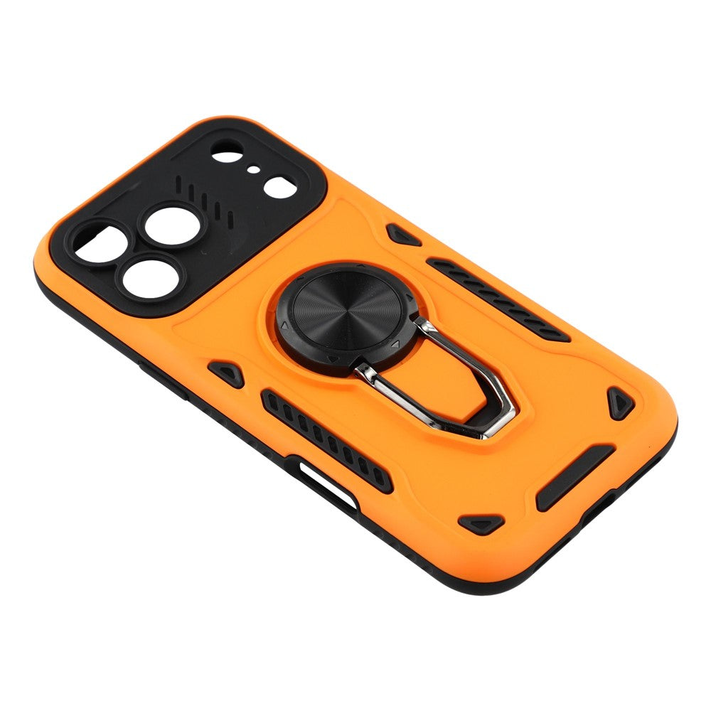 For iPhone 17 Pro Max Case with Kickstand Shockproof TPU + PC Phone Back Cover - Orange