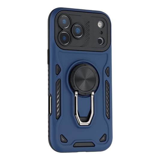 For iPhone 17 Pro Max Case with Kickstand Shockproof TPU + PC Phone Back Cover - Navy Blue