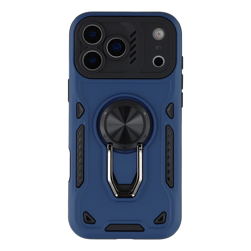 For iPhone 17 Pro Max Case with Kickstand Shockproof TPU + PC Phone Back Cover - Navy Blue