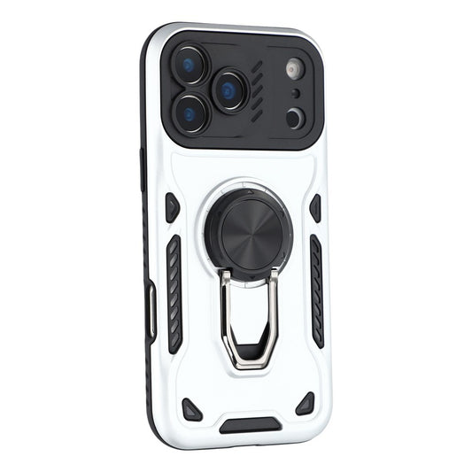 For iPhone 17 Pro Max Case with Kickstand Shockproof TPU + PC Phone Back Cover - White