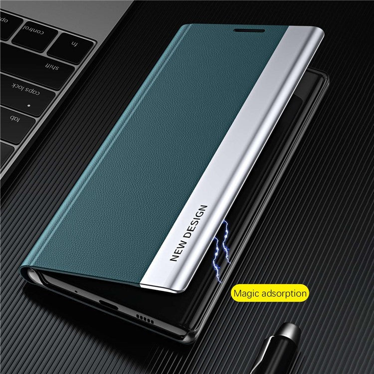 For Honor 70 5G Electroplating PU Leather Flip Stand Cover Auto Adsorption Phone Drop-proof Case - Red