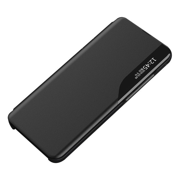 For Honor 70 5G PU Leather View Window Phone Stand Case Shockproof Phone Cover - Black