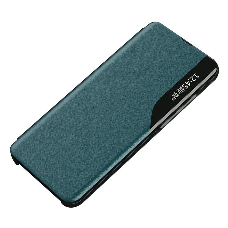 For Honor 70 5G PU Leather View Window Phone Stand Case Shockproof Phone Cover - Green