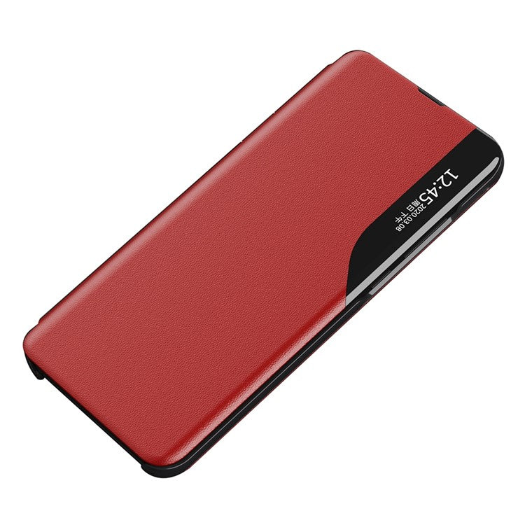 For Honor 70 5G PU Leather View Window Phone Stand Case Shockproof Phone Cover - Red