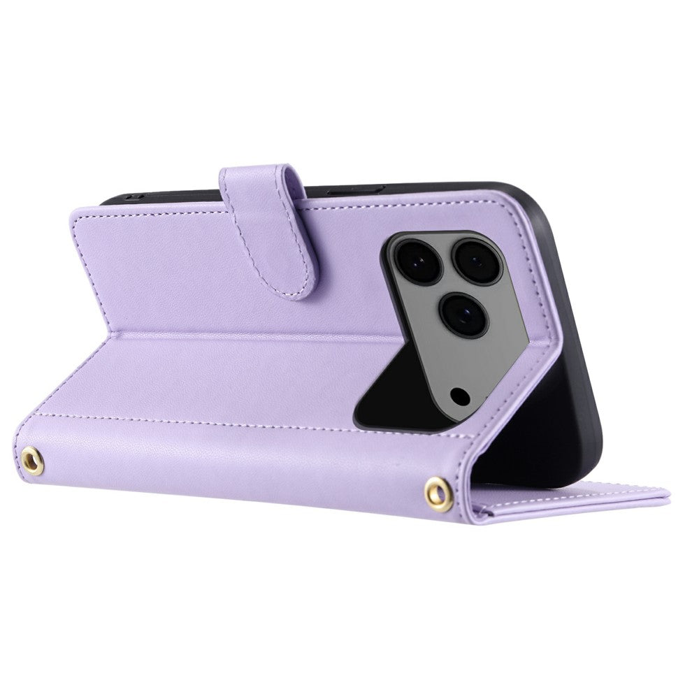 For iPhone 17 Pro Max Case Wallet Rhombus Grid PU Leather Phone Cover - Purple