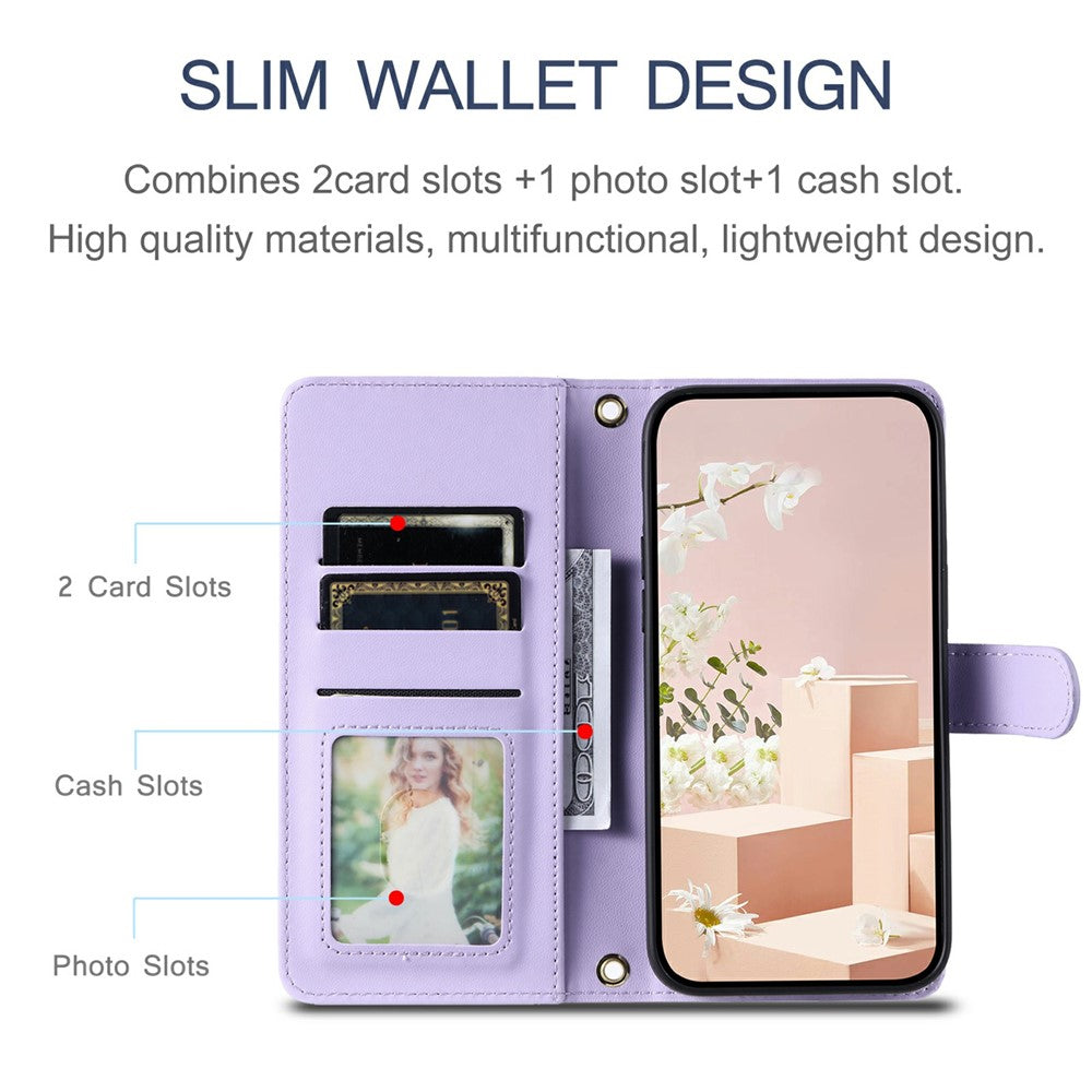 For iPhone 17 Pro Max Case Wallet Rhombus Grid PU Leather Phone Cover - Purple